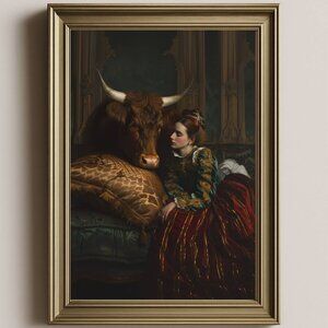 Victorian Lady & Bull Fine Art Print | Dark Baroque Gothic Wall Decor